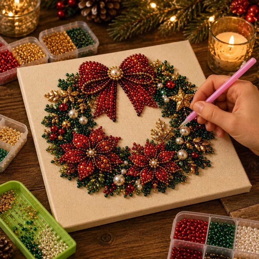 🧘Relaxing & Beginner-Friendly - 🎨💎DIY Christmas Pearl Diamond Painting Art Kit